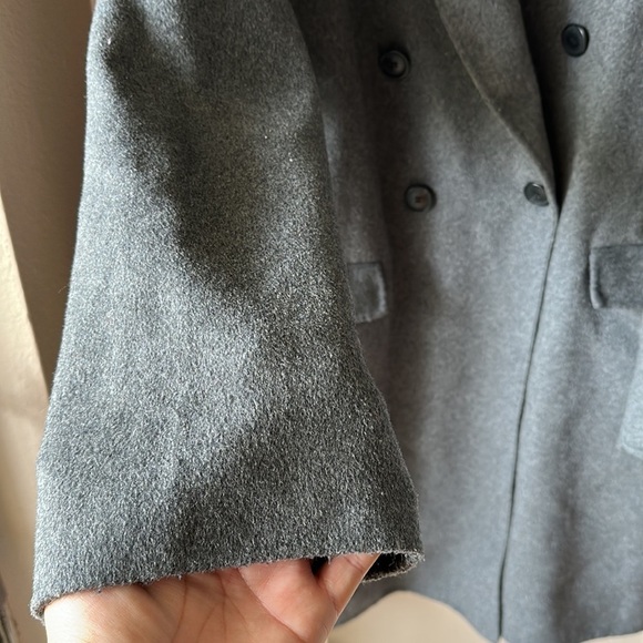 ZARA Women’s Oversized Wool Blend Gray Double Breasted Trench Coat - Picture 9 of 13